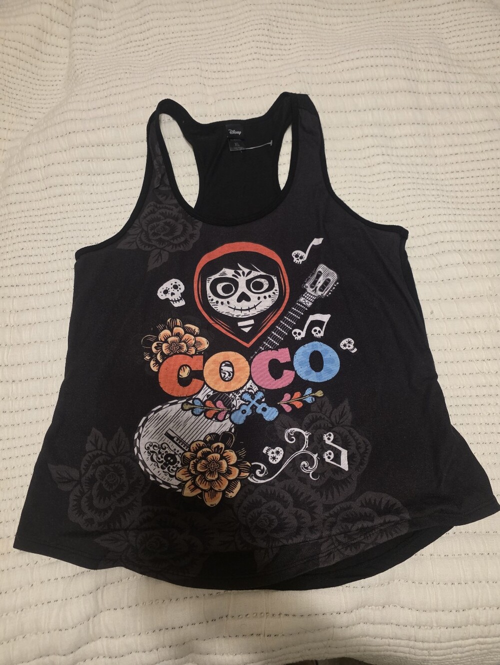 Disney Black Coco Graphic Racerback Tank Xl